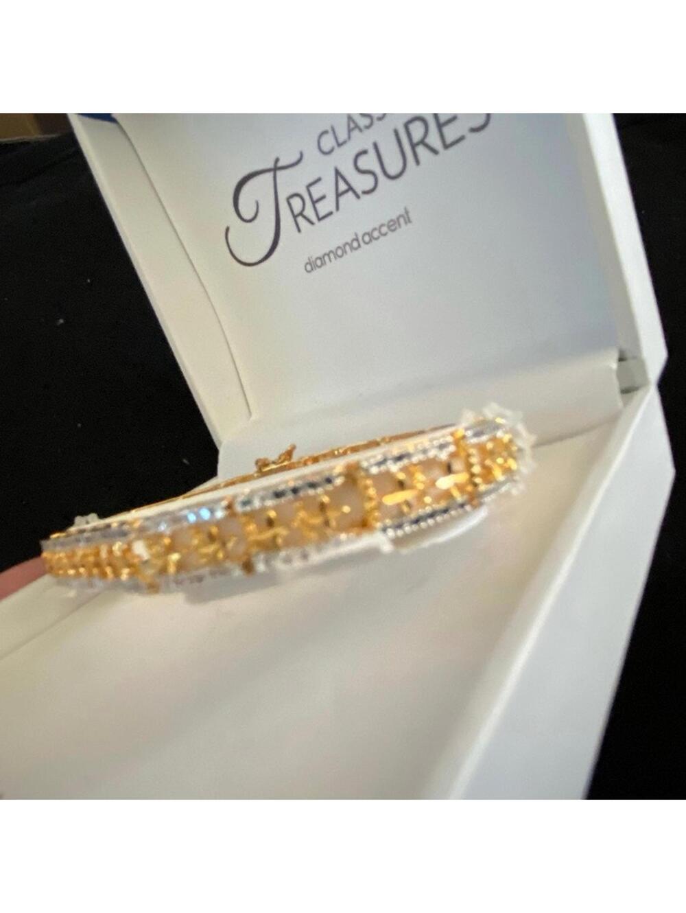 New 18K Gold Plated Bracelet w/ Diamond Accents
